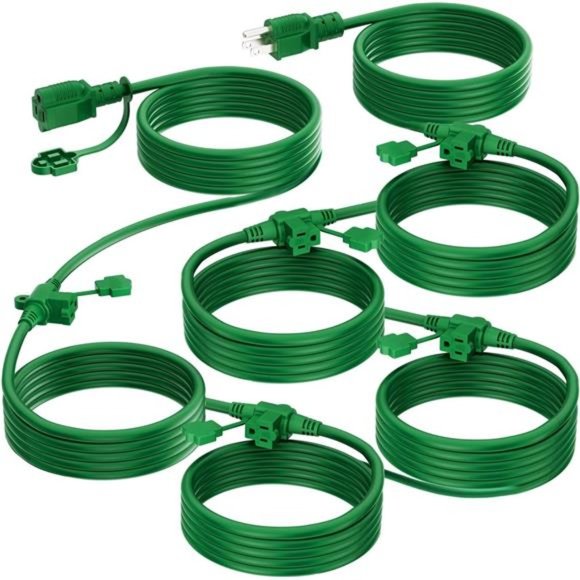 Outdoor Extension Cord 50 FT,Evenly Spaced 6Outlets Plugs,16/3 SJTW Weatherproof